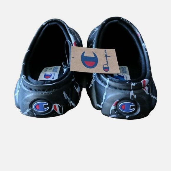 Champion Super Meloso Warped Slip on Logo Clogs Shoes Black White Mens Size 8 - Picture 5 of 9